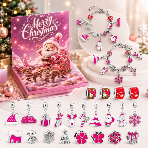 Advent Calendar Bracelet Making Kit - 24-Compartment Christmas Countdown Craft Set