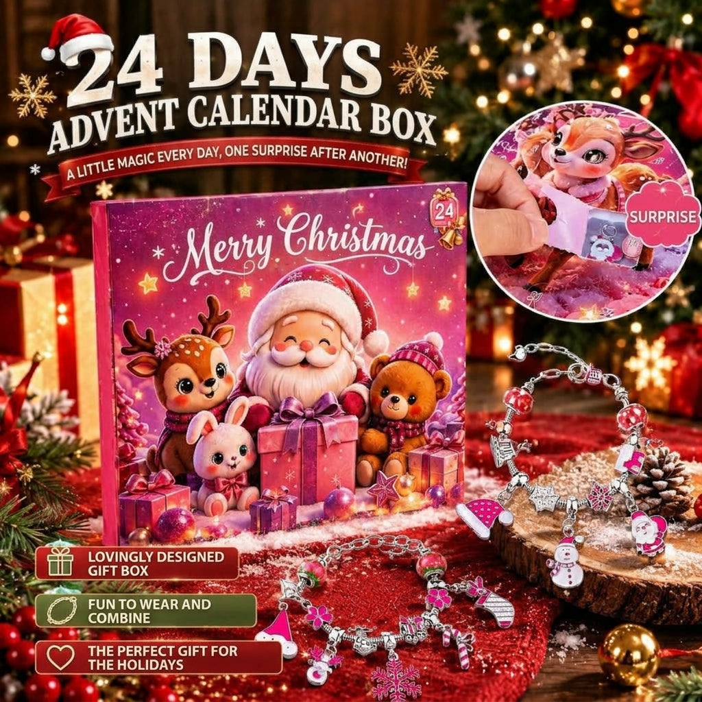 Advent Calendar Bracelet Making Kit - 24-Compartment Christmas Countdown Craft Set