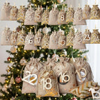 Advent Calendar Set - 24 Fillable Fabric Bags with Drawstring Closure