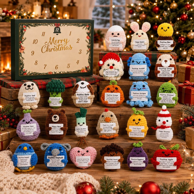 Advent Calendar with Crocheted-Look Figures - 24-Day Countdown