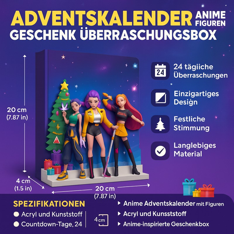 Anime K-Pop Advent Calendar with Mini Figures and Decorative Pendants