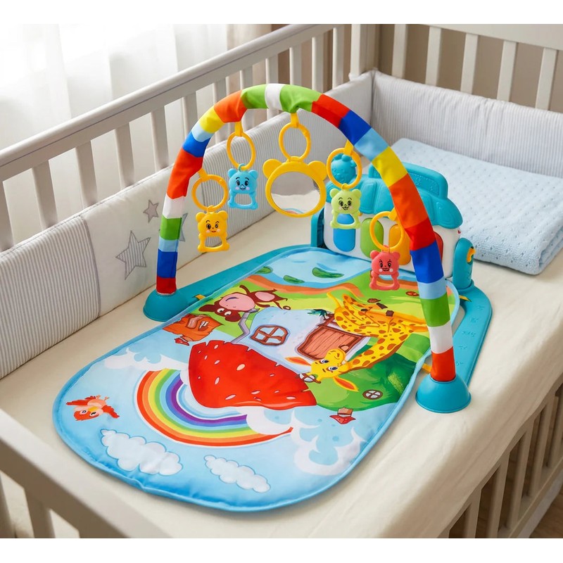 Baby Activity Play Mat with Piano Gym and Multi-Sensory Arch