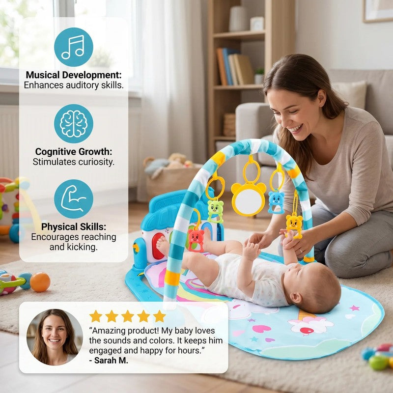 Baby Activity Play Mat with Piano Gym and Multi-Sensory Arch
