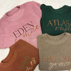 Baby and Toddler Embroidered Round Neck Pullover with Ribbed Detailing