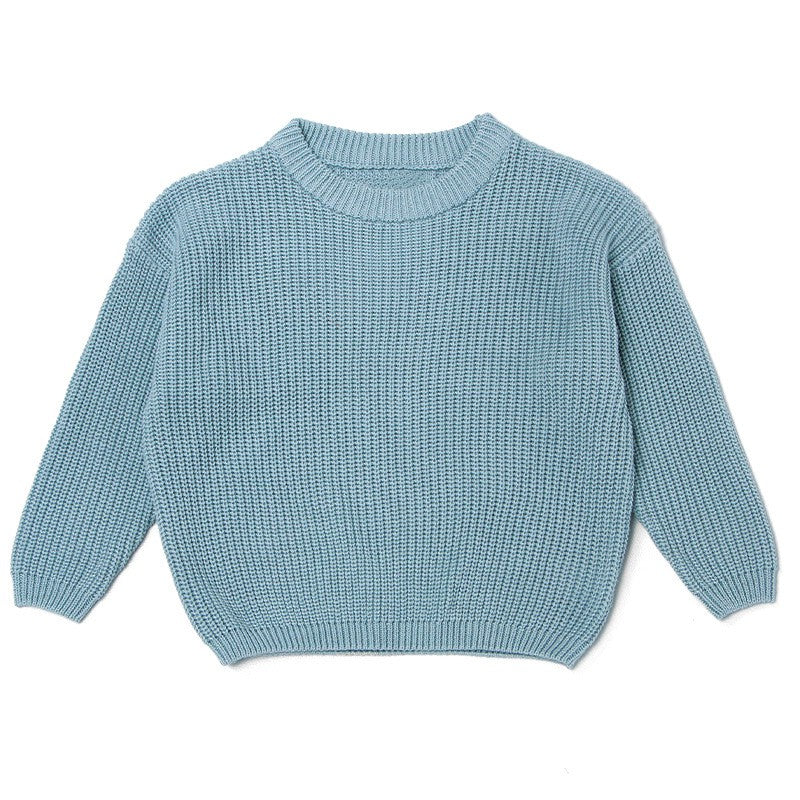Baby and Toddler Embroidered Round Neck Pullover with Ribbed Detailing