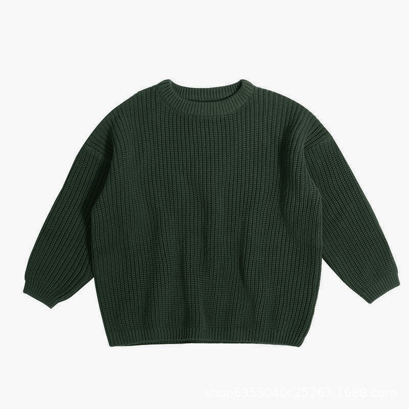 Baby and Toddler Embroidered Round Neck Pullover with Ribbed Detailing