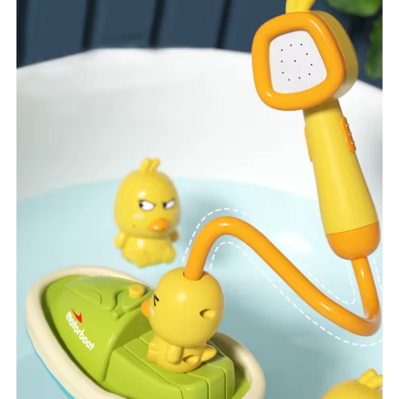 Baby Bath Toy Set - Duck Motorboat with Shower Head