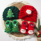 Baby Beanie and Socks Set - Turban Style with Christmas Appliqué