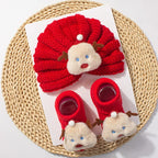 Baby Beanie and Socks Set - Turban Style with Christmas Appliqué