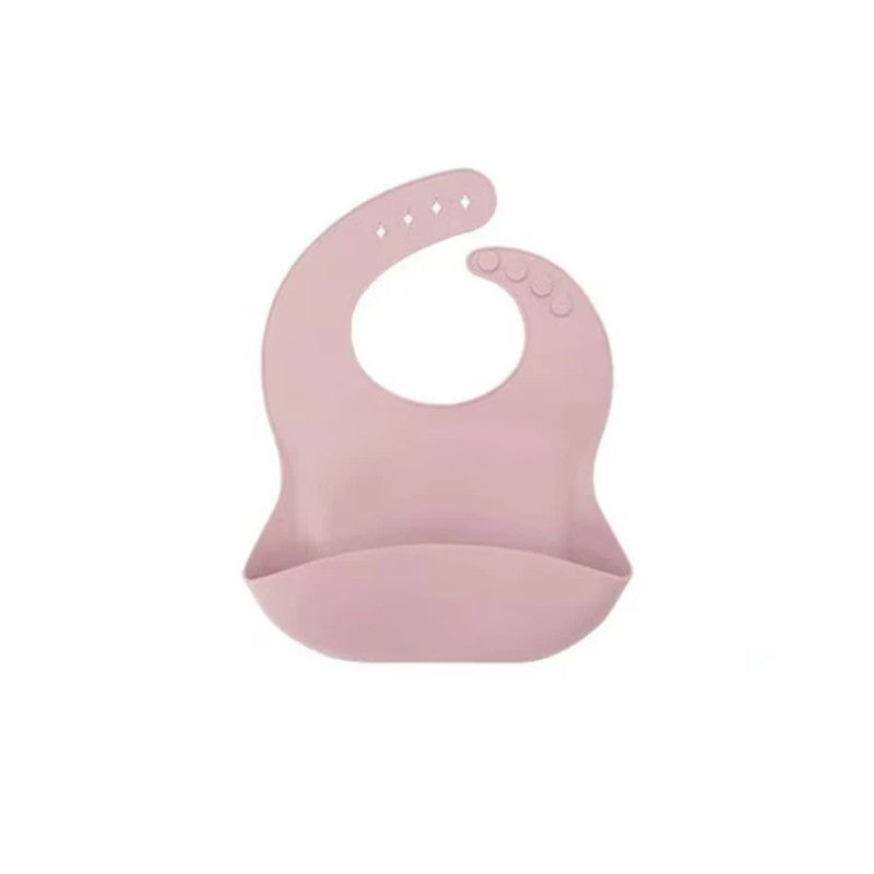 Baby Bib - Silicone Adjustable Neck with Food-Catch Pocket