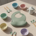 Baby Bib - Silicone Adjustable Neck with Food-Catch Pocket