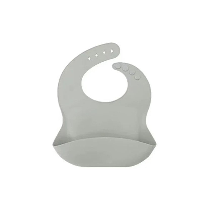 Baby Bib - Silicone Adjustable Neck with Food-Catch Pocket