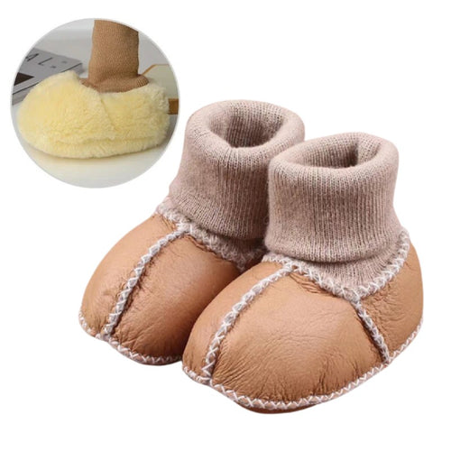 Baby Booties - Knitted Cuff with Anti-Slip Sole