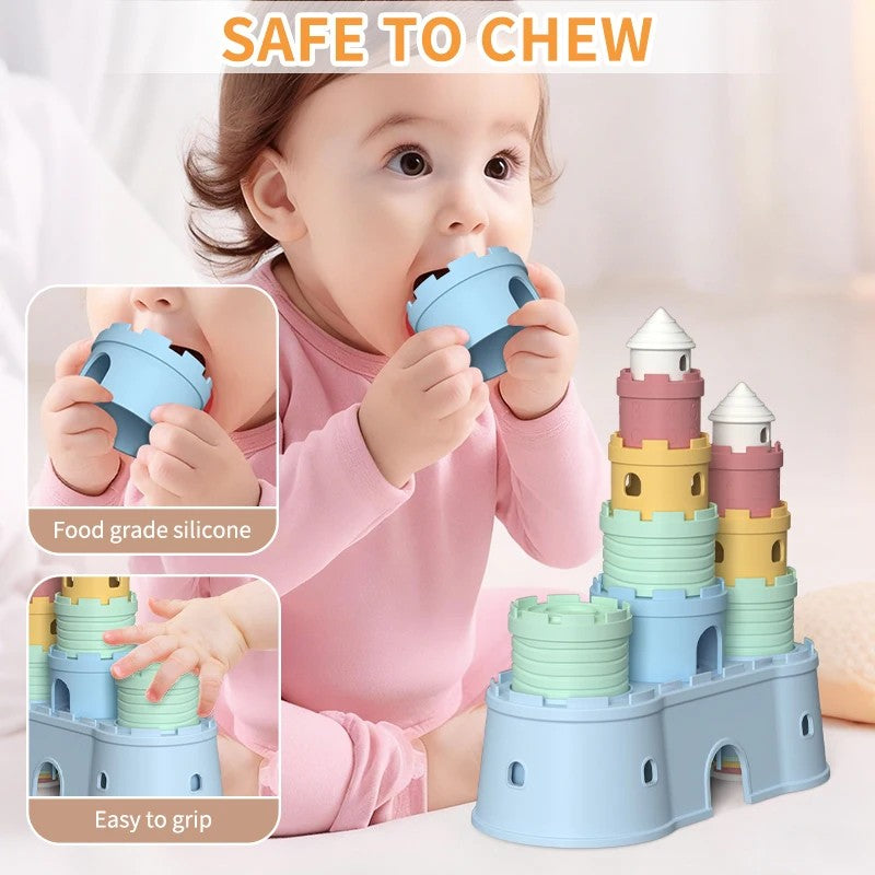Baby Castle Stacking Blocks Set - Pastel Color Variants