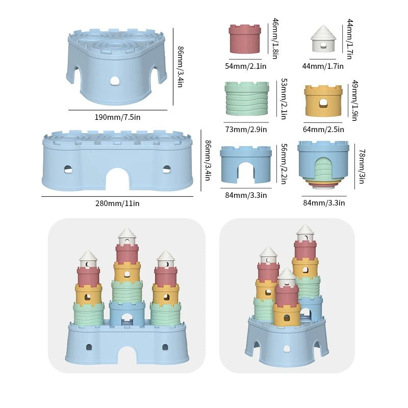 Baby Castle Stacking Blocks Set - Pastel Color Variants