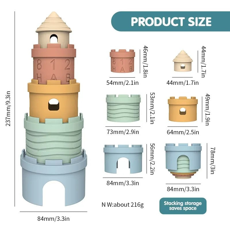 Baby Castle Stacking Blocks Set - Pastel Color Variants