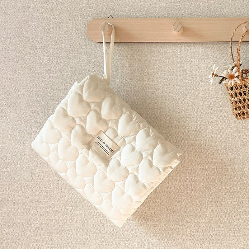 Baby Changing Mat with Storage Bag - Heart Quilted