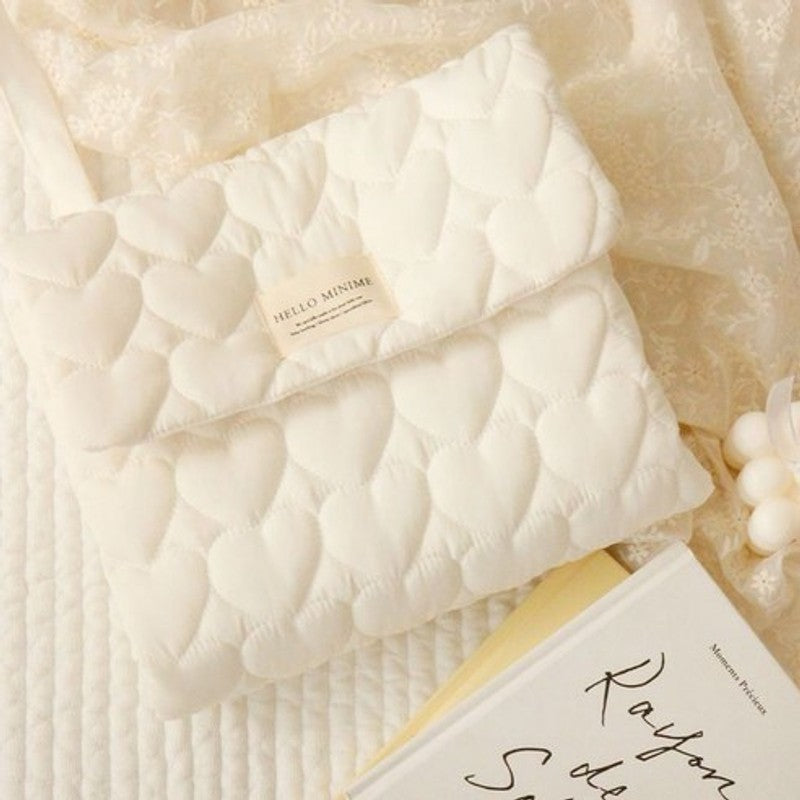 Baby Changing Mat with Storage Bag - Heart Quilted