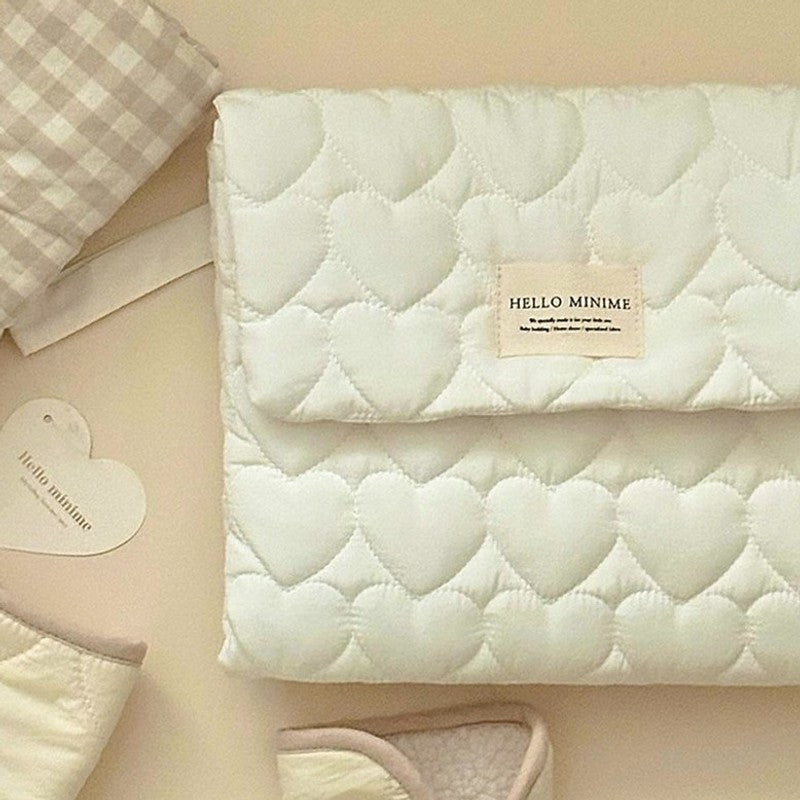 Baby Changing Mat with Storage Bag - Heart Quilted
