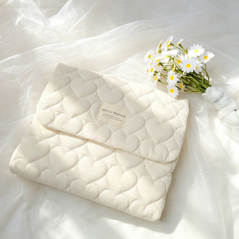 Baby Changing Mat with Storage Bag - Heart Quilted
