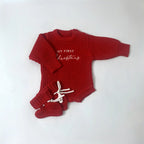 Baby Christmas Romper Set - Knit Romper and Booties