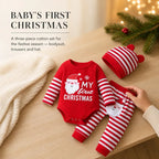Baby Christmas Set - Long Sleeve Bodysuit and Striped Trousers