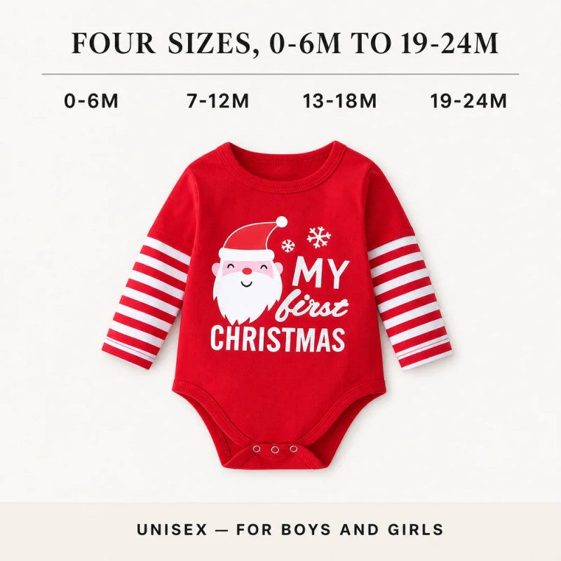 Baby Christmas Set - Long Sleeve Bodysuit and Striped Trousers