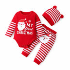 Baby Christmas Set - Long Sleeve Bodysuit and Striped Trousers