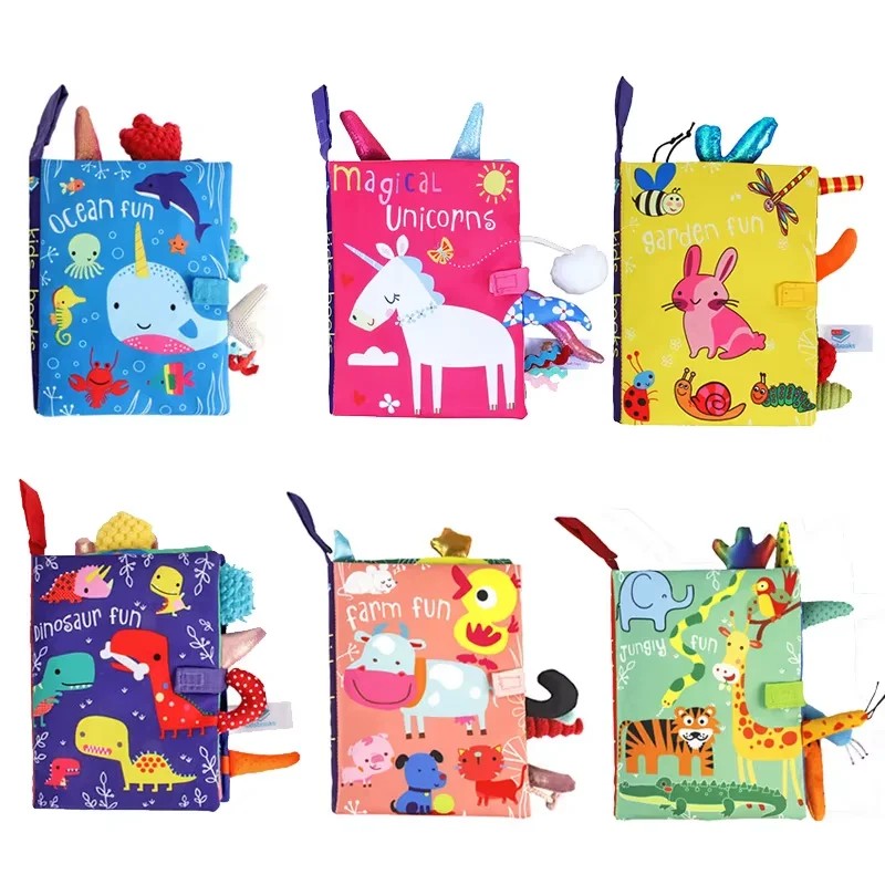 Baby Cloth Activity Book - Crinkle Feature with 3D Animal Tails