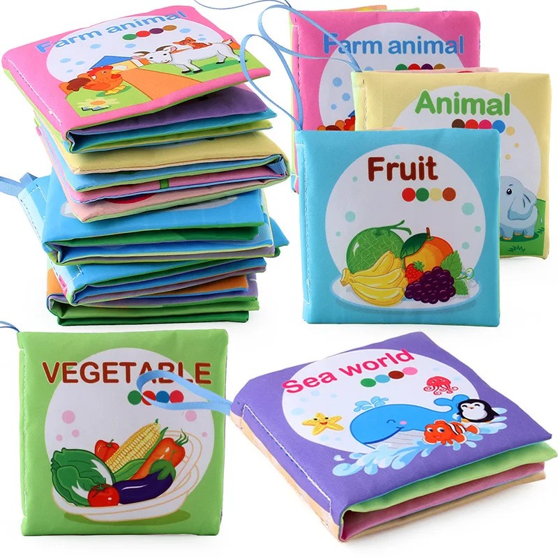 Baby Cloth Book Set - Cartoon Illustration with Photo Inserts
