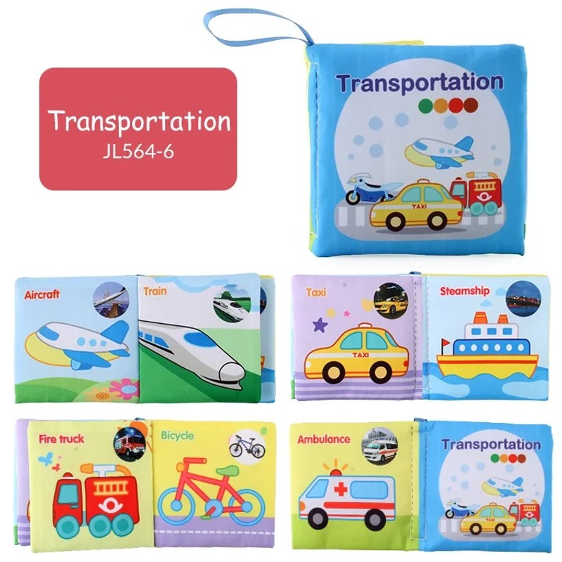 Baby Cloth Book Set - Cartoon Illustration with Photo Inserts