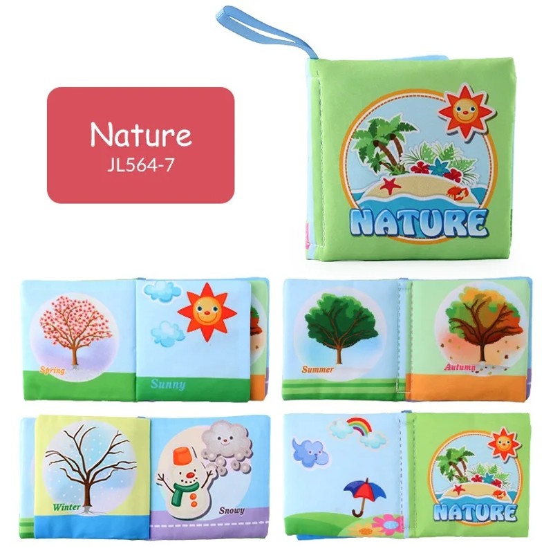 Baby Cloth Book Set - Cartoon Illustration with Photo Inserts