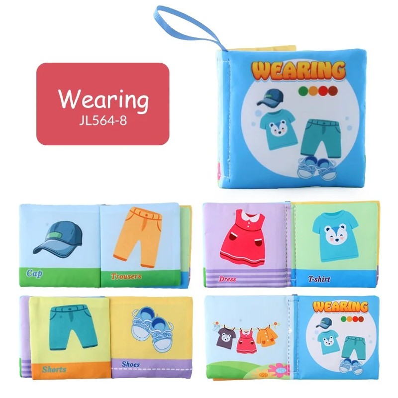 Baby Cloth Book Set - Cartoon Illustration with Photo Inserts
