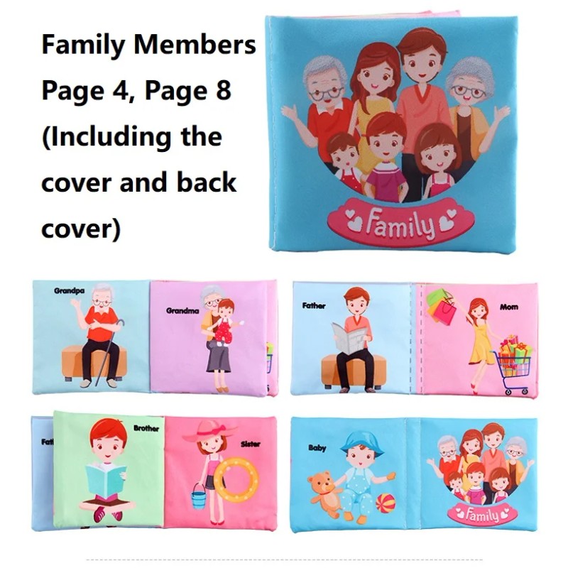 Baby Cloth Book Set - Cartoon Illustration with Photo Inserts