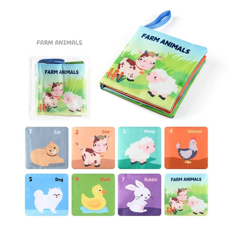 Baby Cloth Book Set - Cartoon Illustration with Photo Inserts