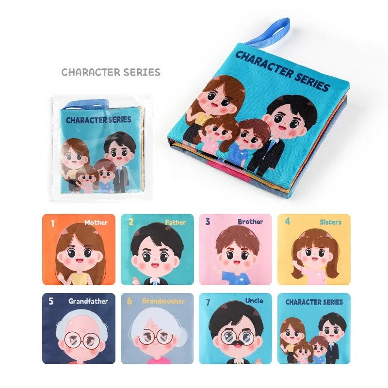 Baby Cloth Book Set - Cartoon Illustration with Photo Inserts