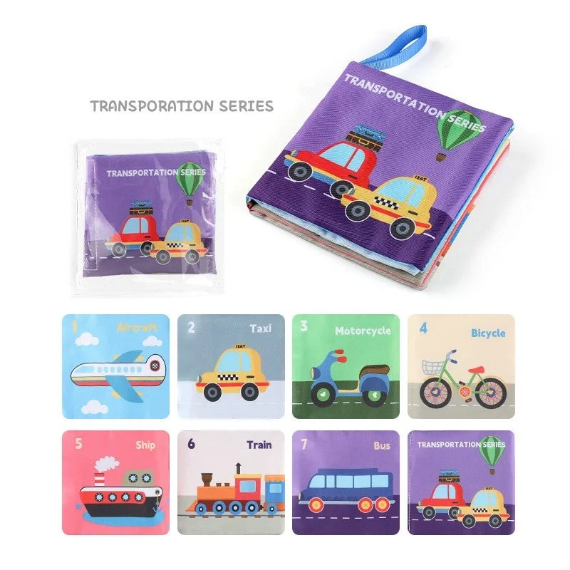 Baby Cloth Book Set - Cartoon Illustration with Photo Inserts