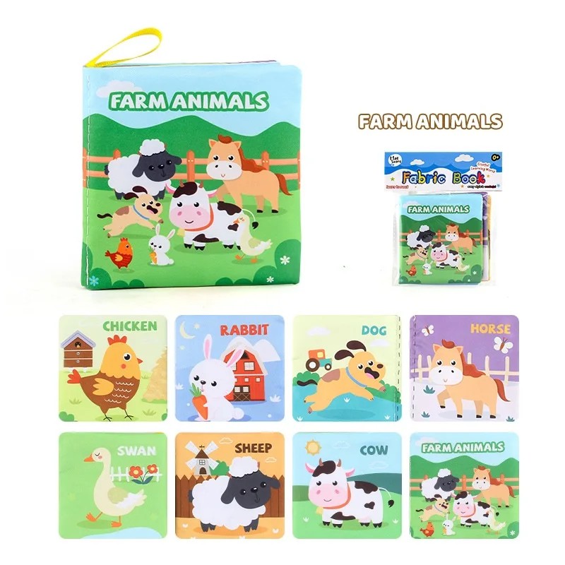 Baby Cloth Book Set - Cartoon Illustration with Photo Inserts