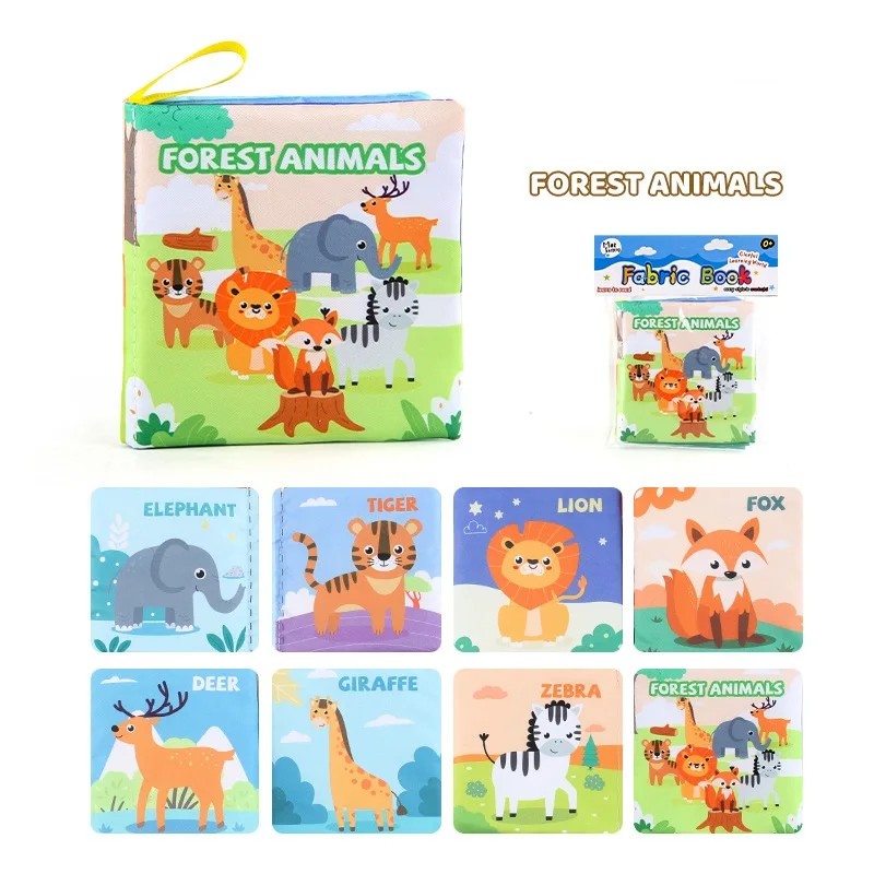 Baby Cloth Book Set - Cartoon Illustration with Photo Inserts