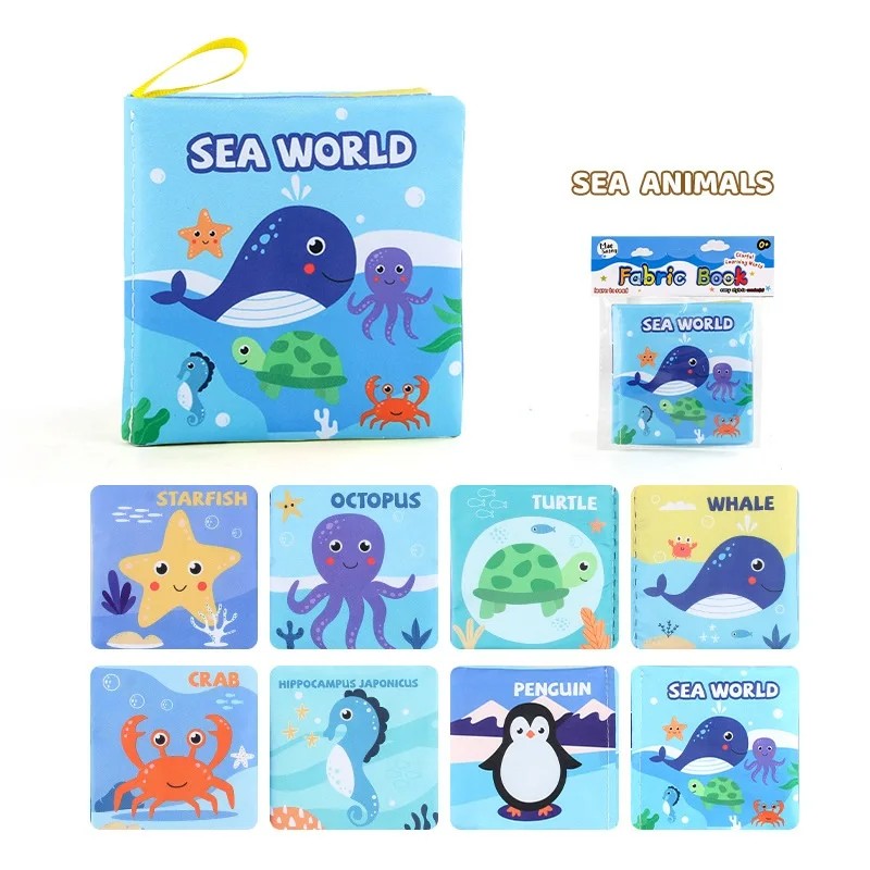 Baby Cloth Book Set - Cartoon Illustration with Photo Inserts