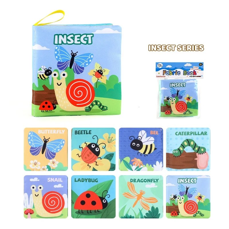 Baby Cloth Book Set - Cartoon Illustration with Photo Inserts