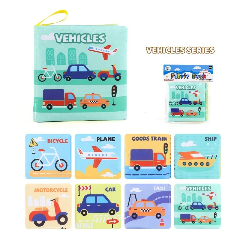 Baby Cloth Book Set - Cartoon Illustration with Photo Inserts