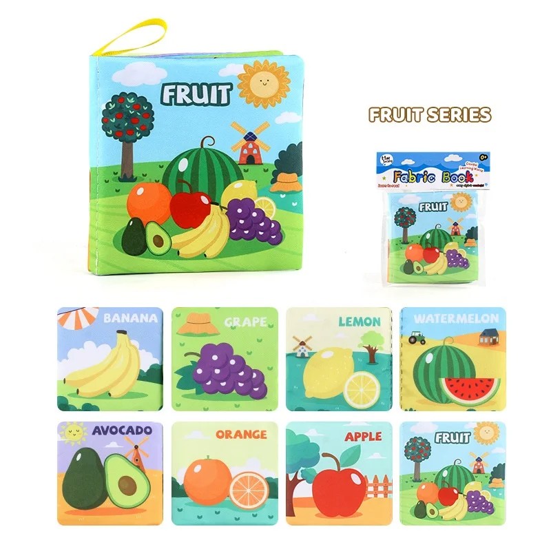 Baby Cloth Book Set - Cartoon Illustration with Photo Inserts