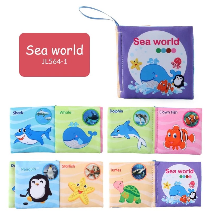Baby Cloth Book Set - Cartoon Illustration with Photo Inserts