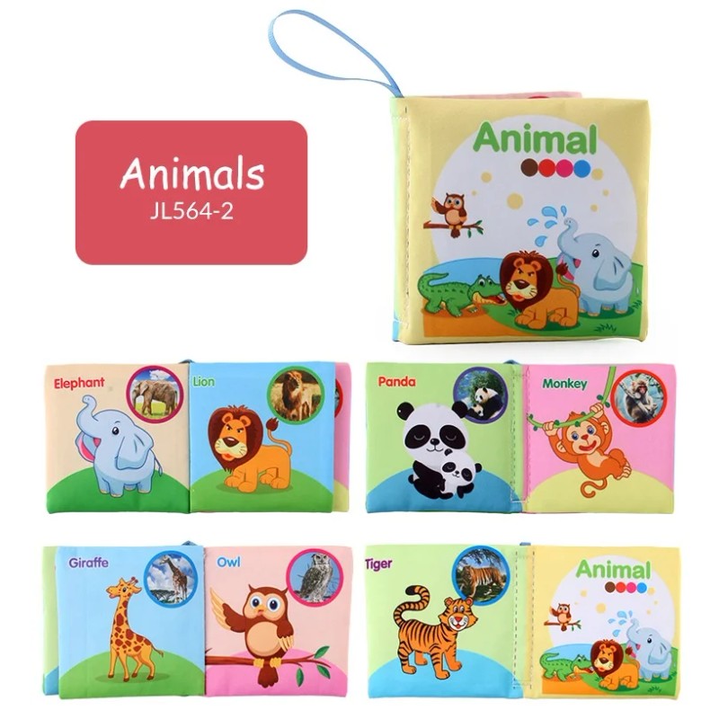 Baby Cloth Book Set - Cartoon Illustration with Photo Inserts