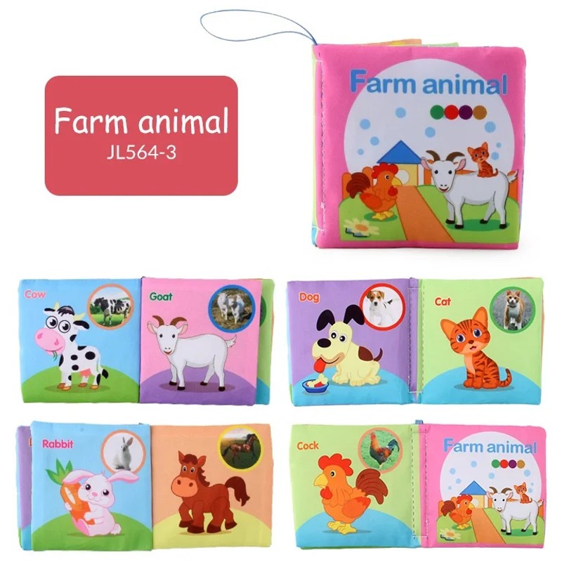 Baby Cloth Book Set - Cartoon Illustration with Photo Inserts