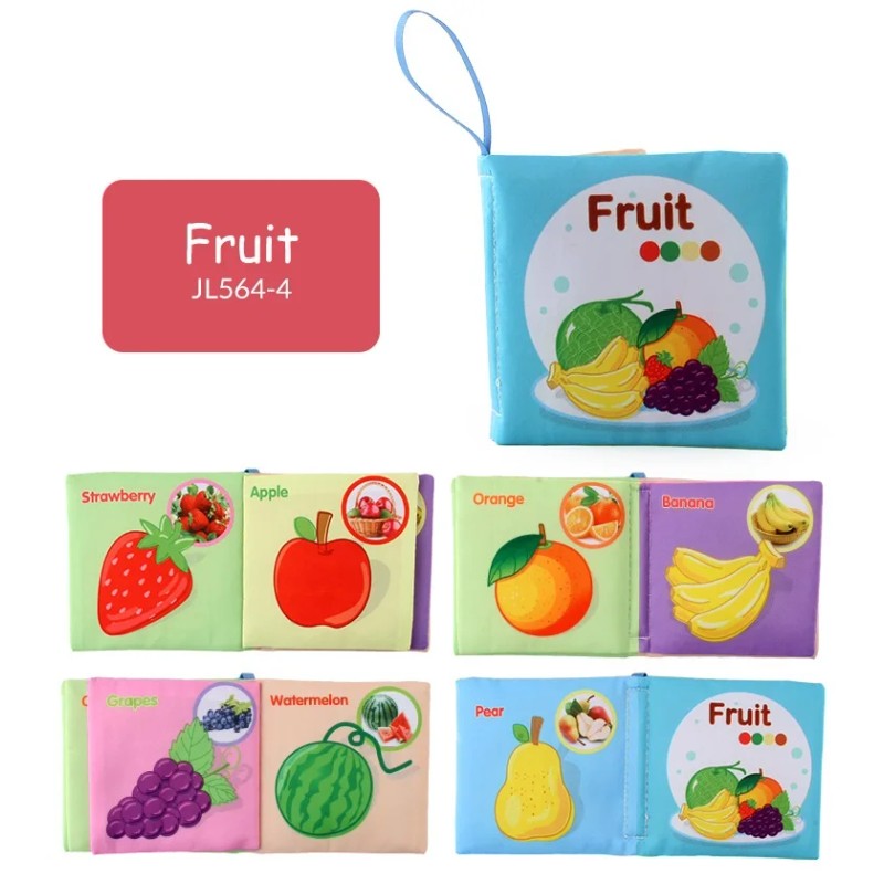 Baby Cloth Book Set - Cartoon Illustration with Photo Inserts