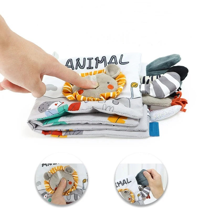 Baby Cloth Book with 3D Plush Animal Faces