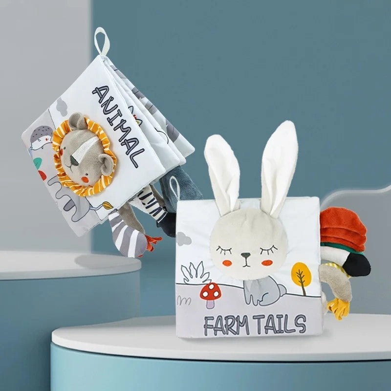 Baby Cloth Book with 3D Plush Animal Faces