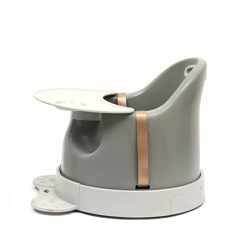 Baby Floor Seat 3-in-1 Oval Feeding Chair with Tray and Rotating Base